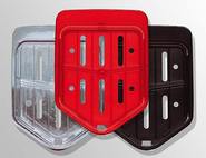 Mopedkennzeichenhalterung in chrom-rot-schwarz